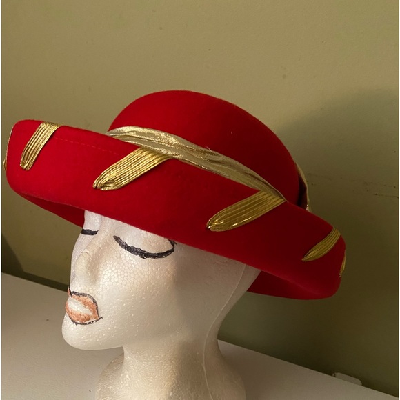 Really Cute Cherry Red Wool Church Dress Hat